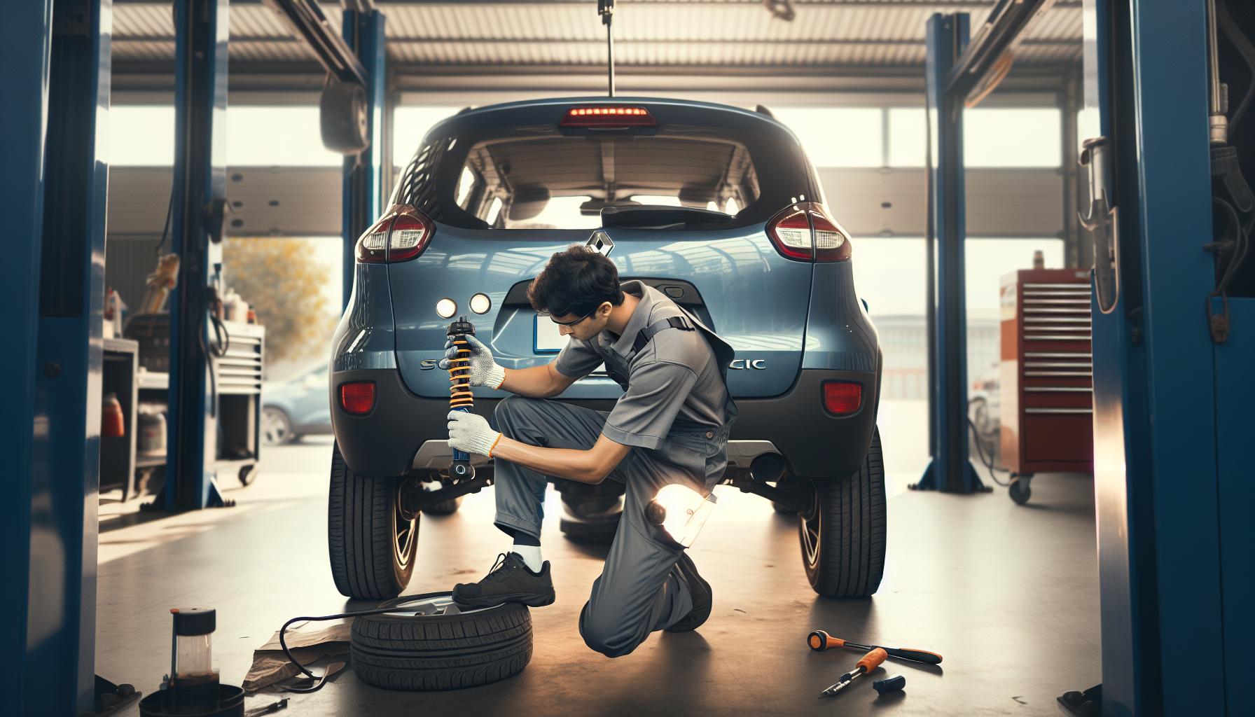 Cómo Cambiar Amortiguadores Traseros De Un Renault Scénic: Guía 1 Cómo Identificar Fallas en los Amortiguadores Traseros del Renault Scénic (AI Generated Image)